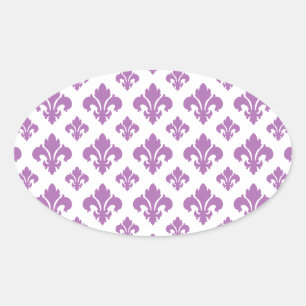 Fleur De Lis 2 Radiant Orchid Oval Sticker