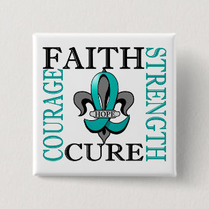 Fleur De Lis 3 Ovarian Cancer 2 Inch Square Button