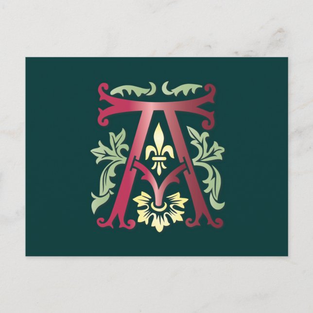 Fleur-de-lis A Monogram Postcard (Front)