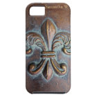 Fleur De Lis, Aged Copper-Look Printed