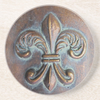 Fleur De Lis, Aged Copper-Look Printed Coaster