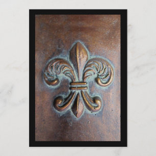 Fleur De Lis, Aged Copper-Look Printed Invitation
