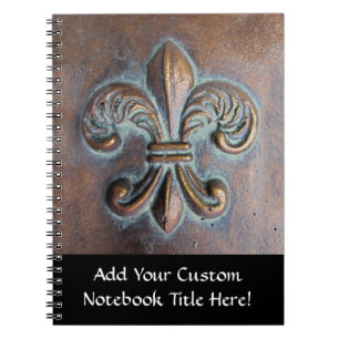 Fleur De Lis, Aged Copper-Look Printed Notebook