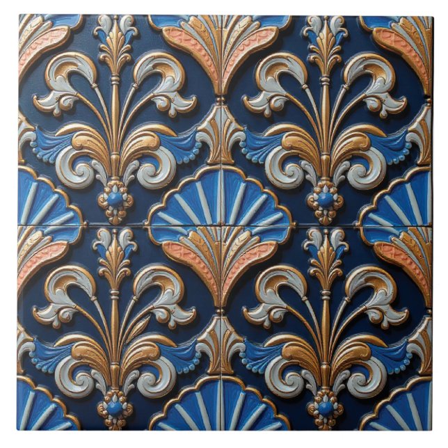 Fleur-de-Lis and Fans Tile (Front)