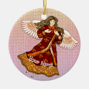 Fleur de lis angel  ceramic ornament