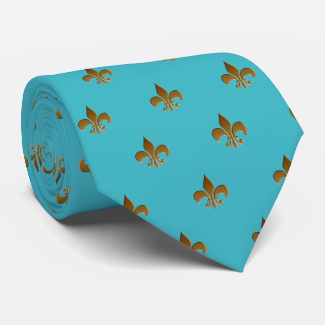 Fleur de lis/aqua marine Zazzle Cravate (Roulé)