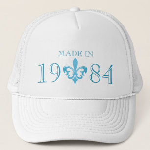 Fleur de lis authentic age made in blue hat