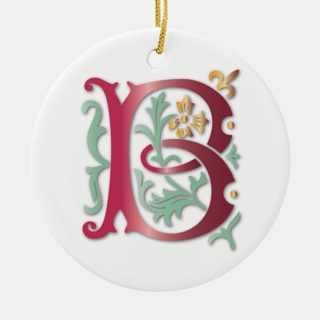 Fleur-de-lis B Monogram Ceramic Ornament (Front)