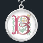 Fleur-de-lis B Monogram Silver Plated Necklace<br><div class="desc">We've got the entire alphabet in fleur-de-lis elegance and in every colour you can imagine! From a red A to a purple Z, we have so many choices you're sure to find exactly what you need. Move image, size up or down, and as always, add your own text to personalize...</div>