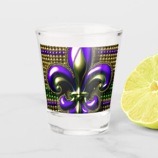 Fleur de lis Beaded  Mardi Gras  Shot Glass