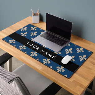 Fleur de Lis, Beige sur Bleu Nuit, Royal, Votre No