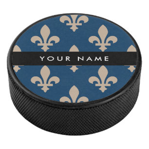 Fleur de Lis, Beige sur Bleu Nuit, Royal, Votre No