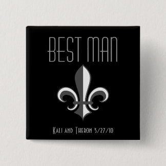 Fleur de lis best man 2 inch square button