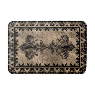 Fleur-de-lis - Black and Gold Bath Mat