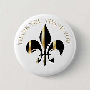 Fleur de Lis/black + gold 2 Inch Round Button