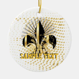 Fleur de Lis/black + gold Ceramic Ornament