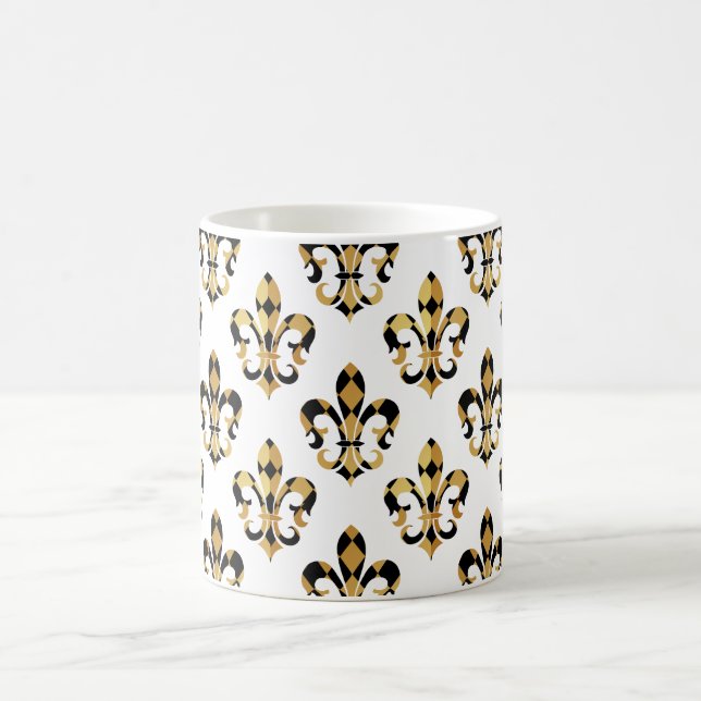 Fleur de Lis/black/gold/DIYfont Coffee Mug (Center)