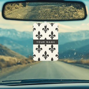 Fleur de Lis, Black on White, Black, Your Name Air Freshener