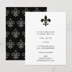 Fleur de Lis Black with White and Gold Invitation