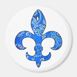 Fleur de lis Blue Bandana Magnet