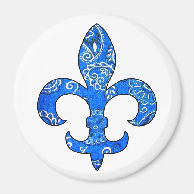 Fleur de lis Blue Bandana Magnet (Front)