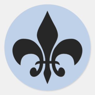 Fleur de lis Blue Round Sticker