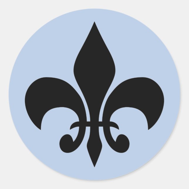 Fleur de lis Blue Round Sticker (Front)