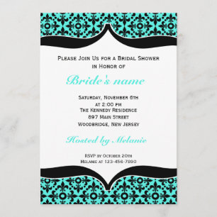 Fleur De Lis Bridal Shower Invitations::Blue Invitation