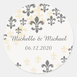 Fleur de Lis Cascade Round Stickers