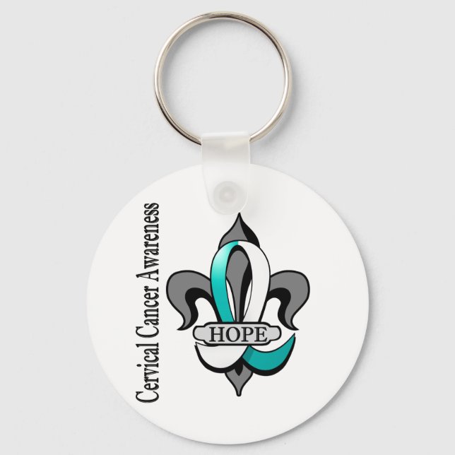 Fleur De Lis Cervical Cancer Hope Keychain (Front)
