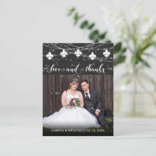 Fleur de Lis Charcoal Lights   Photo Love Thanks Postcard
