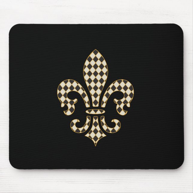 Fleur de Lis Chequered Pattern Mouse Pad (Front)