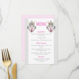 Fleur de lis Cherry Blossom 4.5" x 6.25" Menu