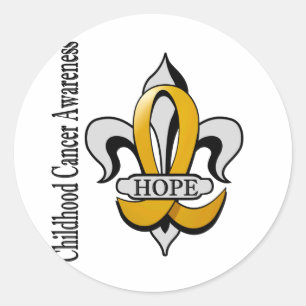 Fleur De Lis Childhood Cancer Hope Classic Round Sticker