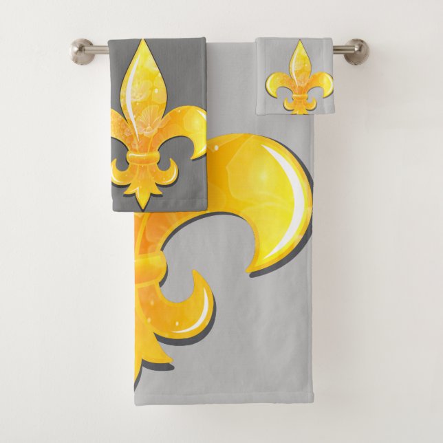 Fleur De Lis Choose color yellow Bath Towel Set (Insitu)