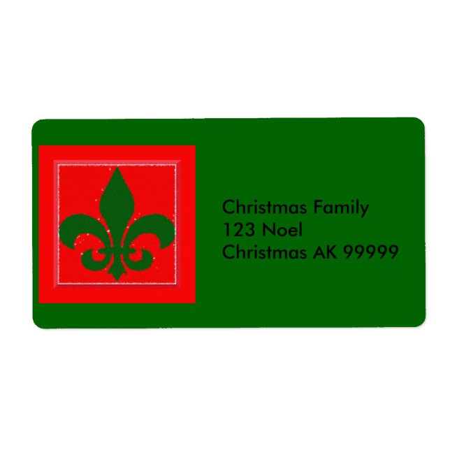 Fleur de Lis Christmas Address Label (Front)
