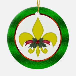 Fleur-de-Lis Christmas Ceramic Ornament