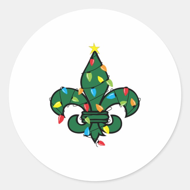 Fleur De Lis Christmas Classic Round Sticker (Front)