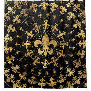 Fleur-de-lis - circular ornament - Gold and black