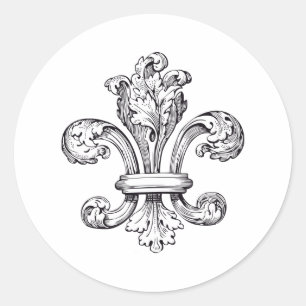 fleur de lis classic round sticker