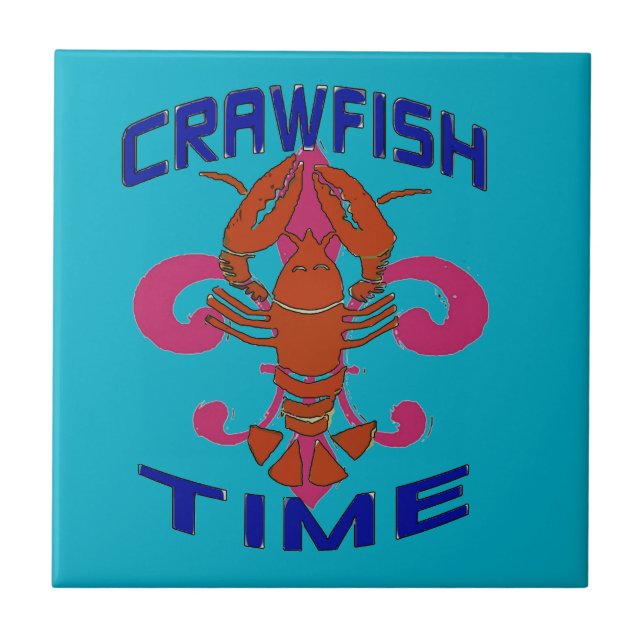 Fleur De Lis Crawfish Tile (Front)
