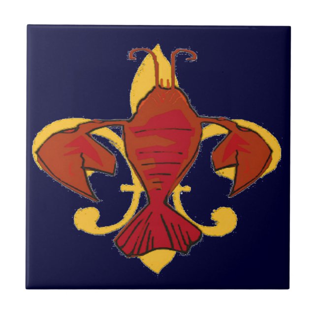 Fleur De Lis Crawfish Tile (Front)