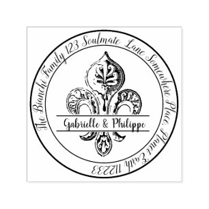 Fleur de Lis Create Your Own Return Address Self-inking Stamp