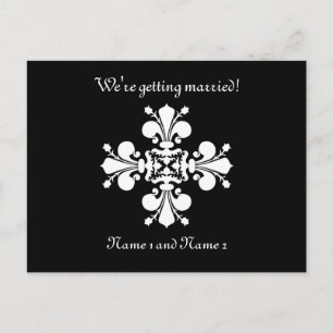 Fleur de lis cross announcement postcard