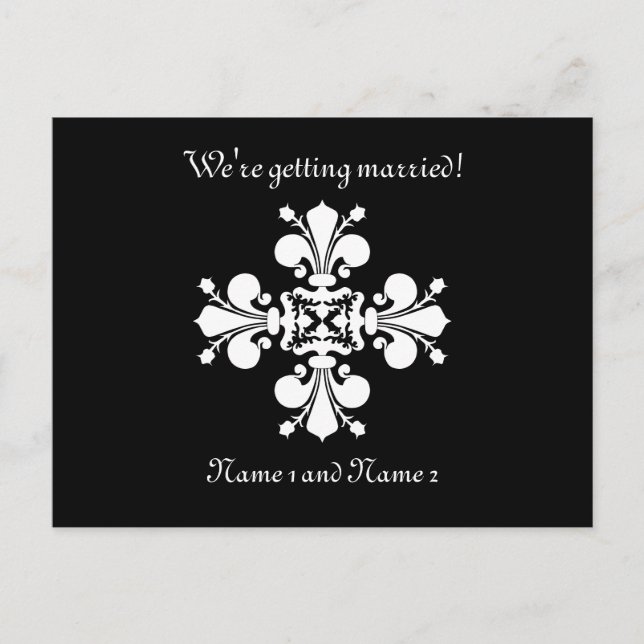 Fleur de lis cross announcement postcard (Front)