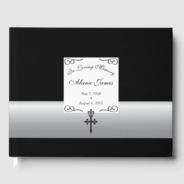 Fleur De Lis Cross Funeral Livre d'or (Recto)