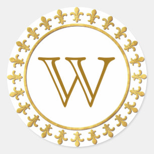 Fleur-de-lis Customizable Monogram Classic Round Sticker