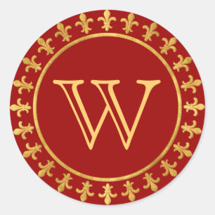 Fleur-de-lis Customizable Monogram Classic Round Sticker
