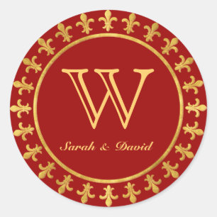 Fleur-de-lis Customizable Monogram Classic Round Sticker