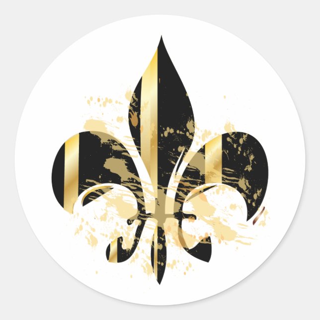 Fleur de Lis, customizable text Classic Round Sticker (Front)